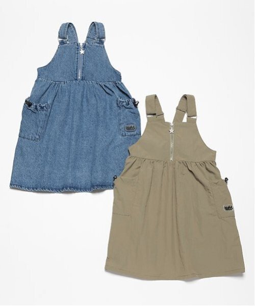 X-girl Stages（エックスガールステージス）の「フロントジップカーゴジャンパースカート（ジャンパースカート・キッズ・カーキ/ブルー・140cm/130cm/120cm/110cm/100cm/90cm/80ｃｍ）」の12枚目の写真