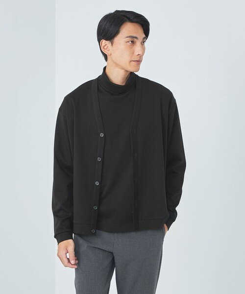 green label relaxing(グリーンレーベルリラクシング)の「L/A ポンチ Vネック カーディガン(カーディガン/ボレロ・メンズ・ベージュ/ワインレッド/ブラック・S/M/L/XL)」の2枚目の写真