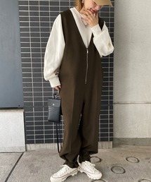 JUNOAH | Iラインフロントジップオールインワン(つなぎ/オールインワン)