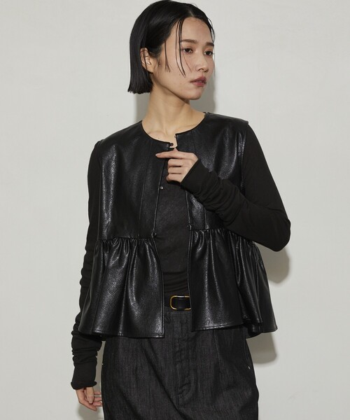 Firsthand（ファーストハンド）の「Firsthand/ファーストハンド フェイクレザー2WAYギャザートップス / ノースリーブ（ベスト・レディース・ブラウン/ブラック・ﾌﾘ-）」の3枚目の写真