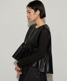 Firsthand/ファーストハンド フェイクレザー2WAYギャザートップス / ノースリーブ