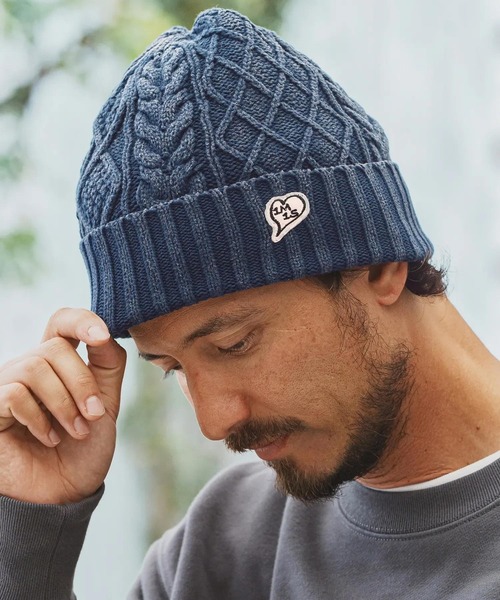 mko12191-used aging knit cap ニットキャップ（ニットキャップ 