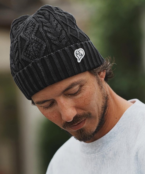 mko12191-used aging knit cap ニットキャップ（ニットキャップ 