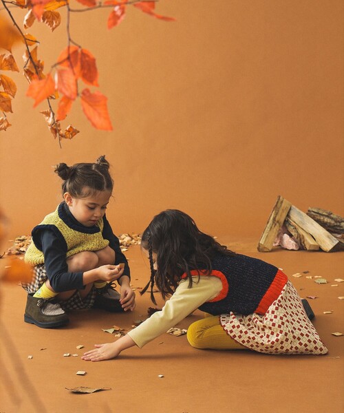 B:MING by BEAMS（ビーミングバイビームス）の「モール ニット ベスト 2024FW（90～140cm）（ベスト・キッズ・イエロー/ネイビー・M(110-120)/L(130-140)/S(90-100)）」の3枚目の写真