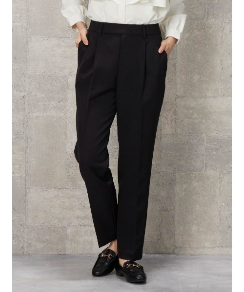 LE PHIL ダブルクロステーパードパンツ　ブラック　サイズ0 ルフィル ダブルクロステーパードパンツ le phil パンツ 黒 テーパード