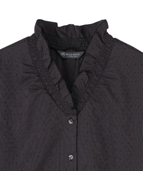 TOKYO SHIRTS（トウキョウシャツ）の「COFREX Ｖネックフリル 長袖レディースフリルシャツ（シャツ/ブラウス・レディース・ブラック・S/L/M/LL）」の4枚目の写真