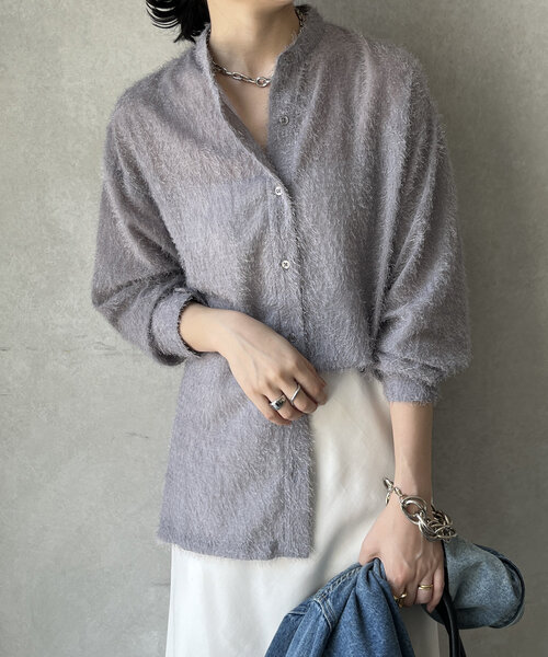 DouDou(ドゥドゥ)の「【WEB限定】フリンジジャガードシャツ(シャツ/ブラウス・レディース・ベージュ/グレー/ブラック・FREE)」の19枚目の写真