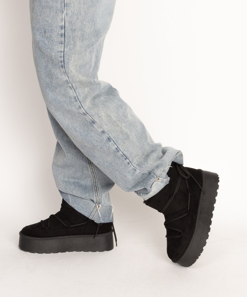 SVEC（シュベック）の「厚底ムートンブーツ / ボア レースアップ（ブーツ・レディース・キャメル/ブラック・35/36/37/38/39/40/41）」の18枚目の写真