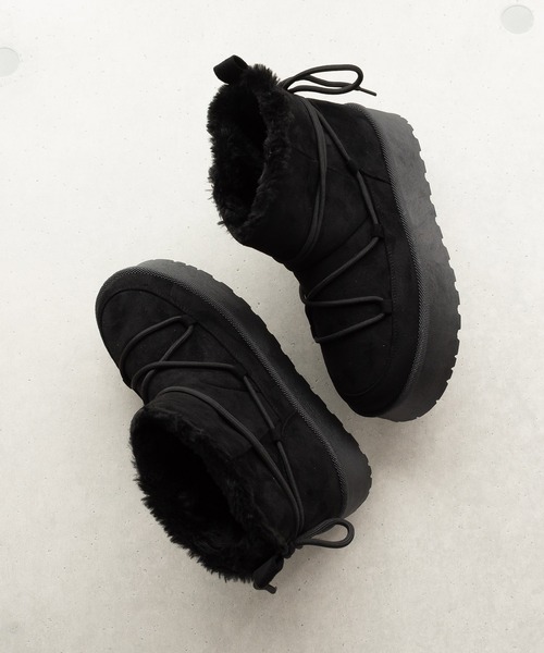 SVEC（シュベック）の「厚底ムートンブーツ / ボア レースアップ（ブーツ・レディース・キャメル/ブラック・35/36/37/38/39/40/41）」の15枚目の写真