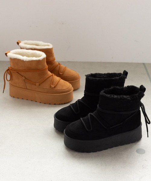 セール】厚底ムートンブーツ / ボア レースアップ（ブーツ）｜SVEC