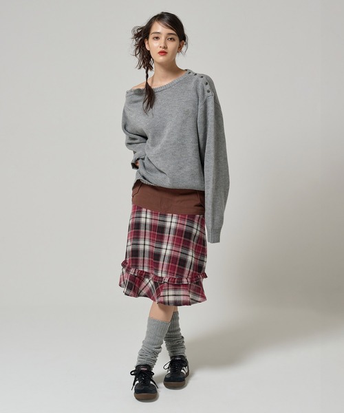TINA:JOJUN(ティーナジョジュン)の「ドッキング 裾フリルスカート TINA:JOJUN(スカート・レディース・レッド/ネイビー・S/M)」の7枚目の写真
