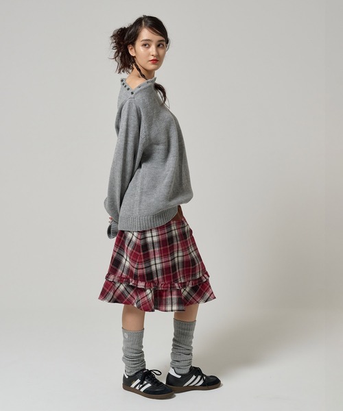 TINA:JOJUN(ティーナジョジュン)の「ドッキング 裾フリルスカート TINA:JOJUN(スカート・レディース・レッド/ネイビー・S/M)」の8枚目の写真