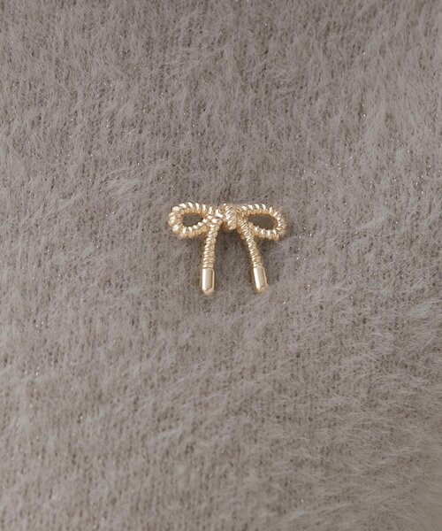 couture brooch(クチュールブローチ)の「◆リボン付きラメフェザー5分袖ニット(ニット/セーター・レディース・ブラウン系その他/サックスブルー/ライトグレー・38)」の21枚目の写真