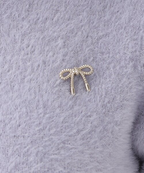 couture brooch(クチュールブローチ)の「◆リボン付きラメフェザー5分袖ニット(ニット/セーター・レディース・ブラウン系その他/サックスブルー/ライトグレー・38)」の22枚目の写真