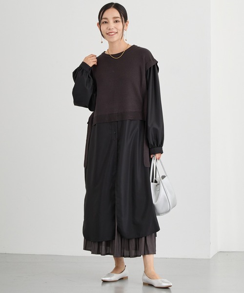 NICOLE white（ニコルホワイト）の「ドッキングワンピース（ワンピース・レディース・グレー/ダークグレー/チャコールグレー×ブラック・FREE）」の3枚目の写真