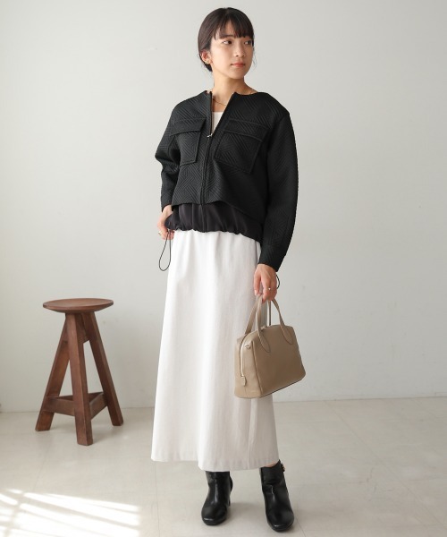 Bou Jeloud(ブージュルード)の「ふくれジャガードブルゾン(ブルゾン・レディース・オフホワイト/ブラック・38)」の5枚目の写真