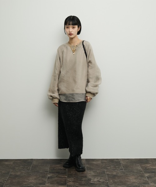 Shelly island（シェリーアイランド）の「オーガンジーレイヤードトレーナー（スウェット・レディース・ブラック/グレイッシュベージュ・FREE）」の12枚目の写真