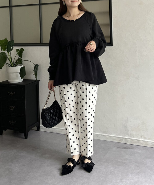 prose verse（プロズヴェール）の「フリルギャザー切替ペプラムスウェット（Tシャツ/カットソー・レディース・ブラック/オフホワイト/チャコールグレー・MEDIUM）」の20枚目の写真