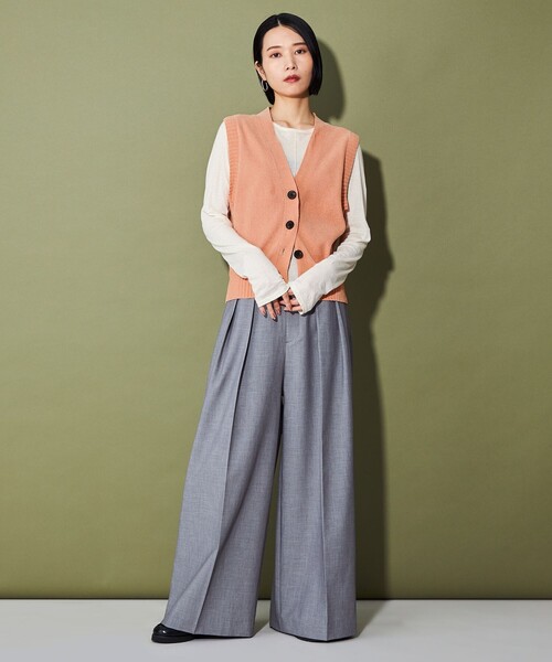 CITEN（シテン）の「＜CITEN＞ベロアモールベスト（ベスト・レディース・シャーベット/ダークグレー/オフホワイト・FREE）」の5枚目の写真