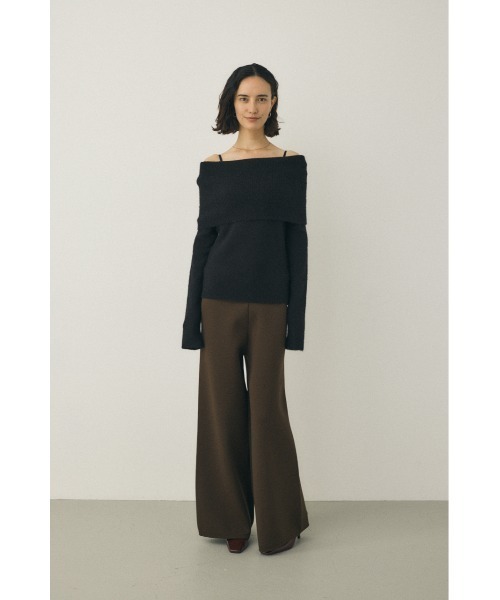 M_（エムアンダーバー）の「リサイクルポリエステル×オーガニックコットンのダブルフェイス織り ニットルーズパンツ（スラックス・レディース・ダークブラウン/ライトグレー・1/2）」の13枚目の写真