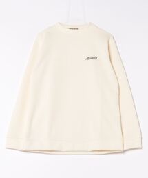 KNIT CREW MOCK NECK TOPS/アーモンドワンポイントロゴモックネッククルーネックニット