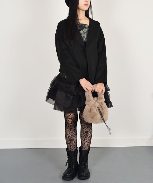 VIVID LADY(ビビッドレディー)の「フラワープリントトップス レディース ボリュームスカート(ワンピース・レディース・ブラック・FREE)」の7枚目の写真