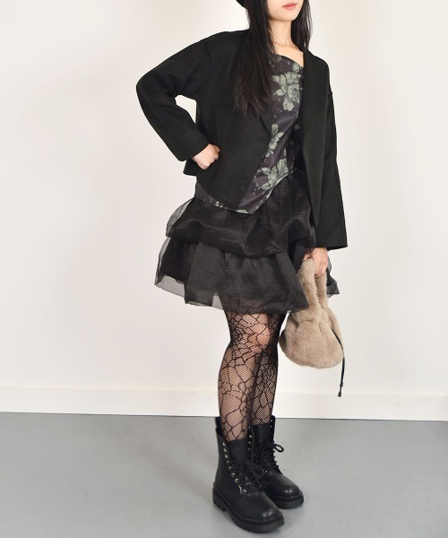 VIVID LADY(ビビッドレディー)の「フラワープリントトップス レディース ボリュームスカート(ワンピース・レディース・ブラック・FREE)」の10枚目の写真