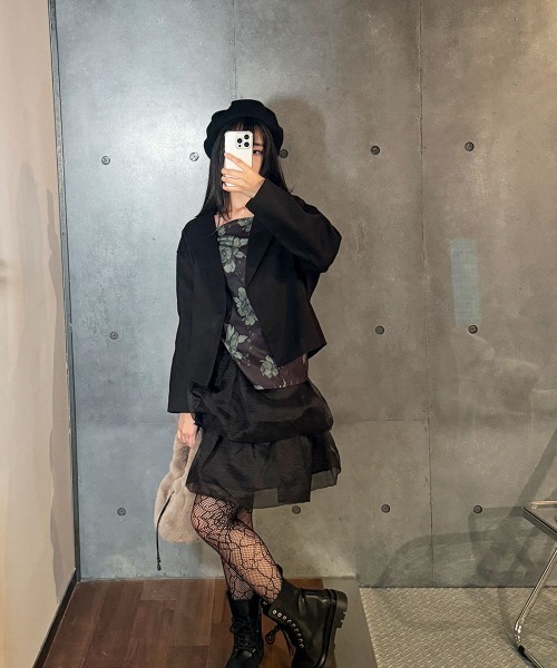VIVID LADY(ビビッドレディー)の「フラワープリントトップス レディース ボリュームスカート(ワンピース・レディース・ブラック・FREE)」の11枚目の写真