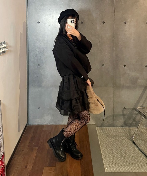 VIVID LADY(ビビッドレディー)の「フラワープリントトップス レディース ボリュームスカート(ワンピース・レディース・ブラック・FREE)」の12枚目の写真