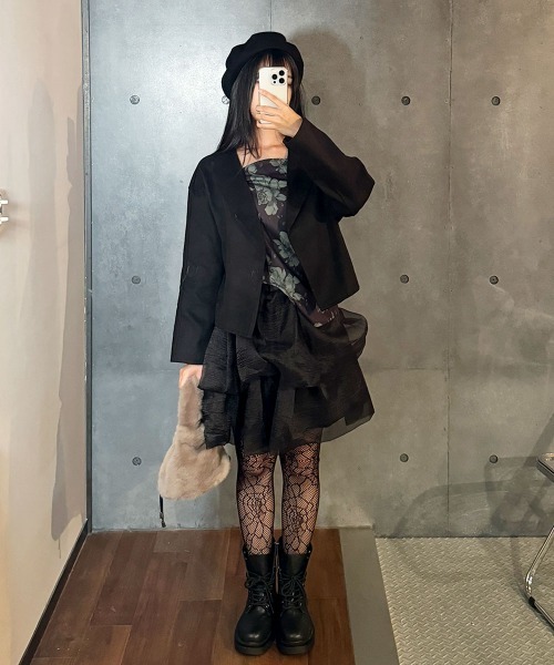 VIVID LADY(ビビッドレディー)の「フラワープリントトップス レディース ボリュームスカート(ワンピース・レディース・ブラック・FREE)」の13枚目の写真