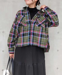 Q | チェック柄オーバーシャツ(シャツ/ブラウス)