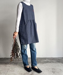 COMMON WARE（コモンウェアー）の「URT:切り替えデニムロング丈タックエプロン　ワンマイルウェア（エプロン）」