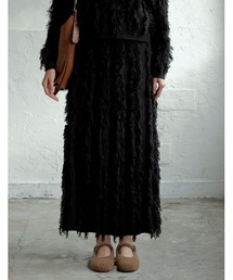 [2024-25 WINTER COLLECTION][低身長サイズ有]フリンジニットナロースカート