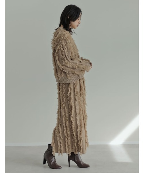 Re:EDIT（リエディ）の「[2024-25 WINTER COLLECTION][低身長サイズ有]フリンジニットナロースカート（スカート・レディース・ブラック/アイボリー/モカ・SHORT/MEDIUM/LARGE）」の22枚目の写真