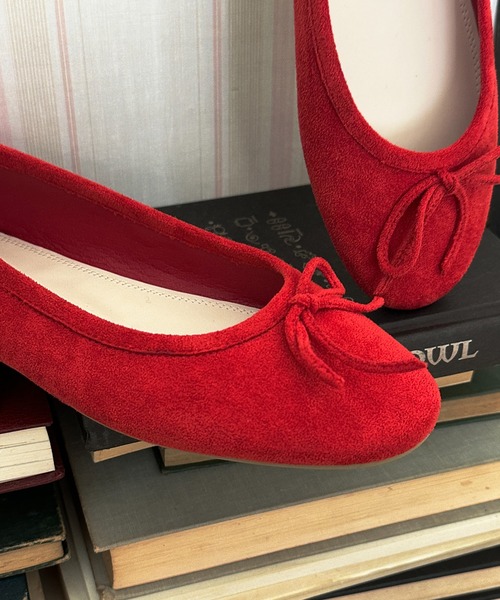 by muni:r（バイ ムニール）の「リボンスエードフラットシューズ（バレエシューズ・レディース・ブラック/レッド/レオパード/ライトピンク/グレイッシュベージュ・23.5cm/24.5cm/23.0cm/24.0cm/25.0cm）」の19枚目の写真