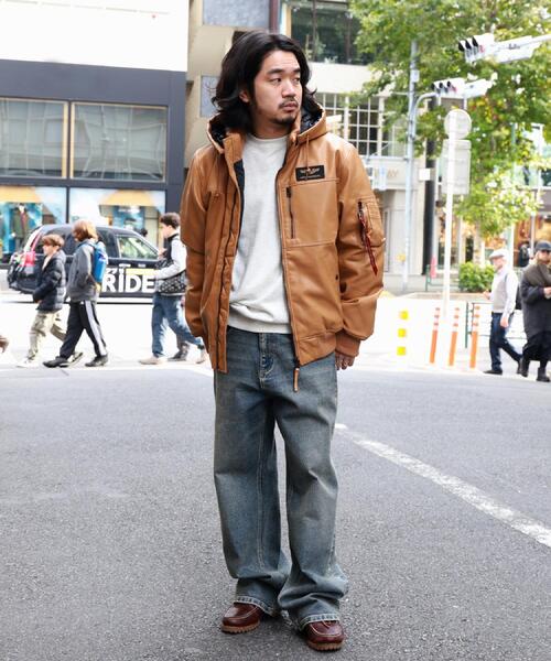 Alpha Industries（アルファインダストリーズ）の「ALPHA(アルファ)【メンズ】【WEB限定】フーデッドリブフェイクレザージャケット/2WAY（ミリタリージャケット・メンズ・キャメル・M/L/XL）」の16枚目の写真