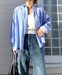 Q | ストライプサイドテープシャツ(シャツ/ブラウス)