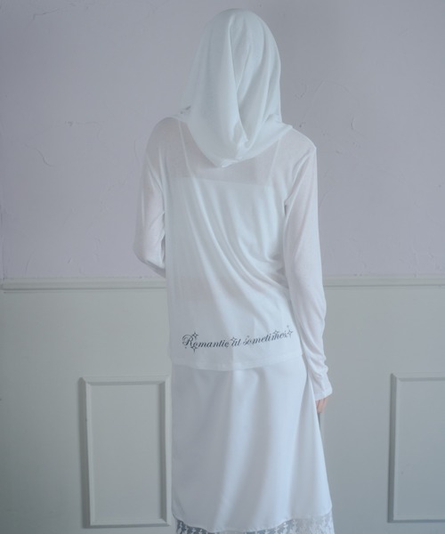 Smyeon（スミョン）の「Graphic sheer hoodie/グラフィックシアーパーカー（パーカー・レディース・ホワイト/ブラック・FREE）」の6枚目の写真