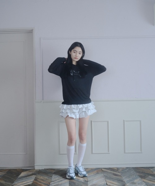 Smyeon（スミョン）の「Graphic sheer hoodie/グラフィックシアーパーカー（パーカー・レディース・ホワイト/ブラック・FREE）」の8枚目の写真