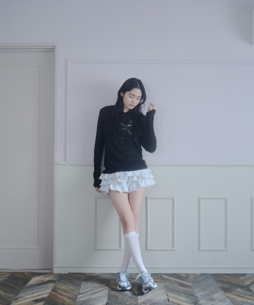 Smyeon（スミョン）の「Graphic sheer hoodie/グラフィックシアーパーカー（パーカー・レディース・ホワイト/ブラック・FREE）」の10枚目の写真