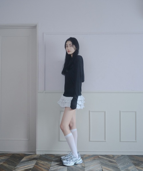 Smyeon（スミョン）の「Graphic sheer hoodie/グラフィックシアーパーカー（パーカー・レディース・ホワイト/ブラック・FREE）」の12枚目の写真