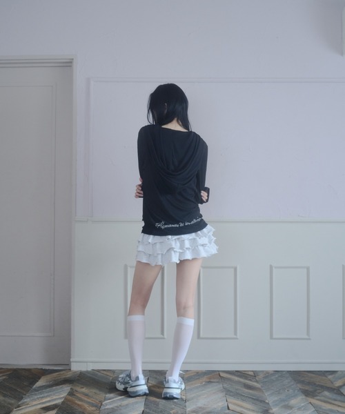 Smyeon（スミョン）の「Graphic sheer hoodie/グラフィックシアーパーカー（パーカー・レディース・ホワイト/ブラック・FREE）」の13枚目の写真