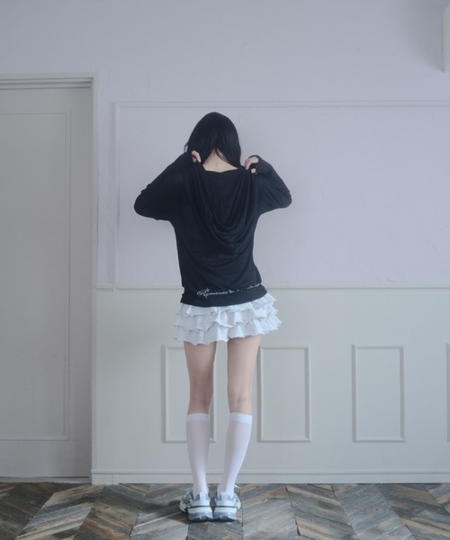 Smyeon（スミョン）の「Graphic sheer hoodie/グラフィックシアーパーカー（パーカー・レディース・ホワイト/ブラック・FREE）」の14枚目の写真