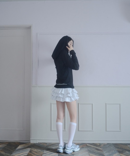 Smyeon（スミョン）の「Graphic sheer hoodie/グラフィックシアーパーカー（パーカー・レディース・ホワイト/ブラック・FREE）」の16枚目の写真