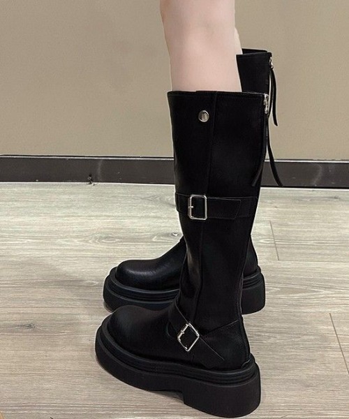 mebole（メボレ）の「バックルロングブーツ（ブーツ・レディース・ブラック/ブラウン・SMALL/MEDIUM/LARGE）」の6枚目の写真