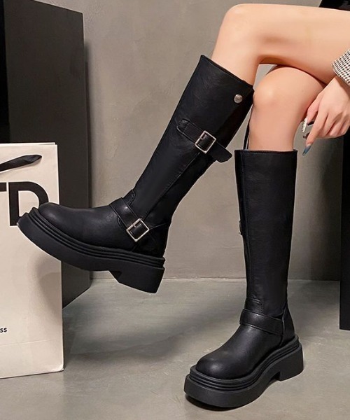 mebole（メボレ）の「バックルロングブーツ（ブーツ・レディース・ブラック/ブラウン・SMALL/MEDIUM/LARGE）」の5枚目の写真