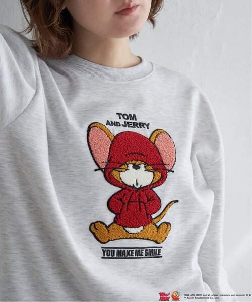 notch.(ノッチ)の「TOM and JERRY トムとジェリー サガラ刺繍スウェット(スウェット・レディース・グリーン/ブラウン/グレー/ブラック・M)」の3枚目の写真