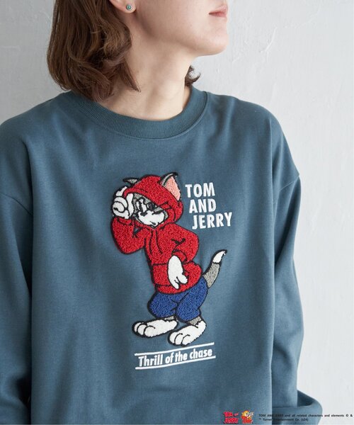 notch.(ノッチ)の「TOM and JERRY トムとジェリー サガラ刺繍スウェット(スウェット・レディース・グリーン/ブラウン/グレー/ブラック・M)」の4枚目の写真