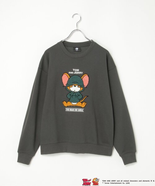 notch.(ノッチ)の「TOM and JERRY トムとジェリー サガラ刺繍スウェット(スウェット・レディース・グリーン/ブラウン/グレー/ブラック・M)」の18枚目の写真