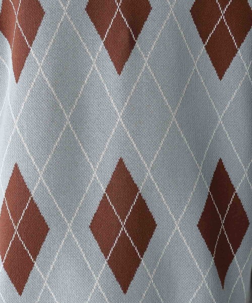RAGEBLUE（レイジブルー）の「アーガイル柄/Vネックニットベスト（ベスト・メンズ・ブルー系その他/ホワイト系その他・MEDIUM/LARGE）」の9枚目の写真